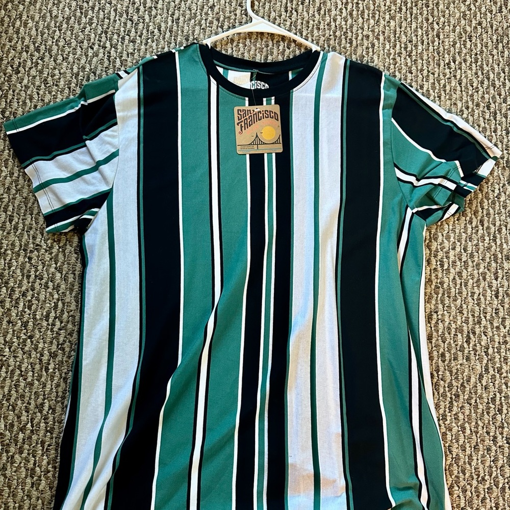 Green Striped Men's Shirt